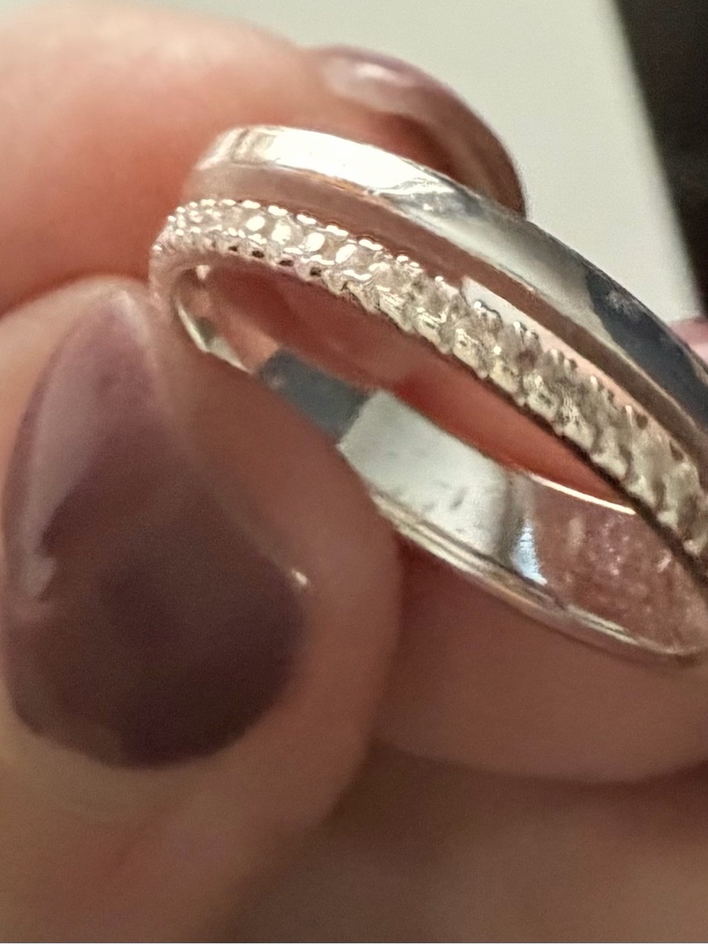 Classic Silver Textured Twist Stackable Ring - Silver